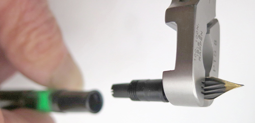 ITEM #PTS-8: PELIKAN PLIERS. THESE PLIERS WORK ON PELIKAN 100, 100N, IBIS & RAPPEN FOUNTAIN PENS. IT IS DESIGNED TO REMOVE THE SCREW IN NIB/FEED ASSEBLEY. THE TOOL HAS 3 SLOTS TO ACCPET THE RIBS ON THE BOTTOM OF THE FEED. 